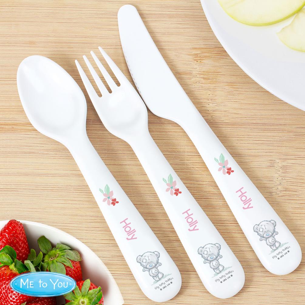 Personalised Tiny Tatty Teddy Woodland Animal 3 Pc Cutlery Set Extra Image 1